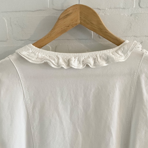 Vintage La Cotonnière Button down Blouse Ruffled Off White Cottagecore Sz XL - Picture 13 of 14